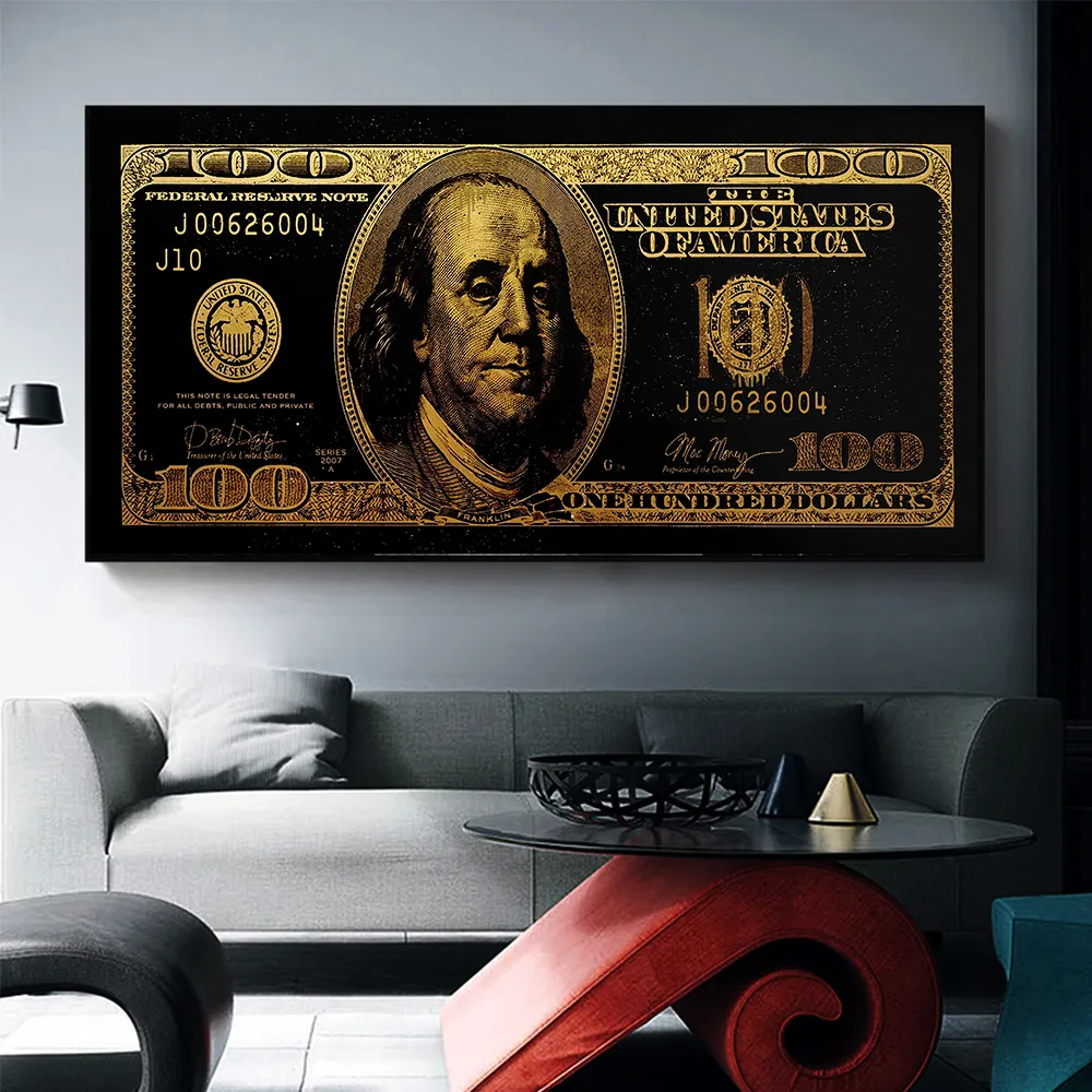 Aahh Gold Standar POP Cultura Pop Money Style Street Art Inspirational Wall Art Canvas Wall papel de parede para celular para casa Decor LJ200908