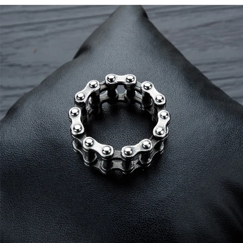 Chaîne de vélo personnalisée pour hommes anneau en acier titane 316 acier inoxydable chaomen moto anneaux bracelet en gros