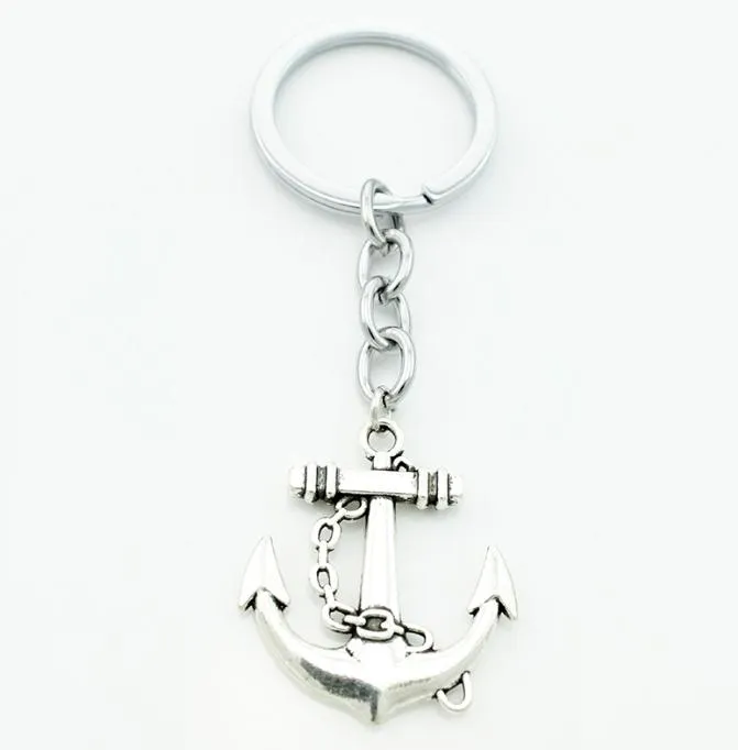 Mode 20 stks / partij Sleutelhanger Sleutelhanger Sieraden Verzilverd Anchor Charms Silver Hanger Gift