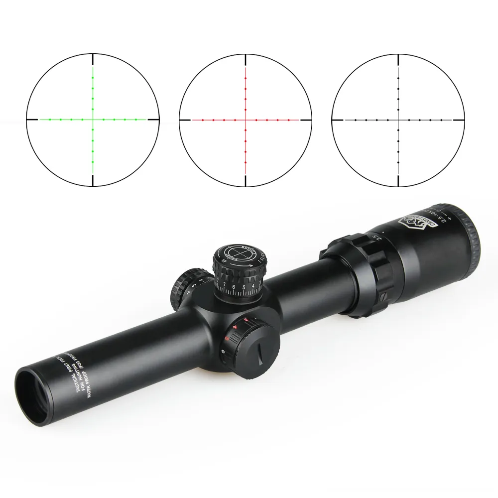Canis Latrans Tactical Scope 2,5-10X26 Zielfernrohr mit rot/grüner Beleuchtung für den Außenbereich, schwarze Farbe CL1-0253