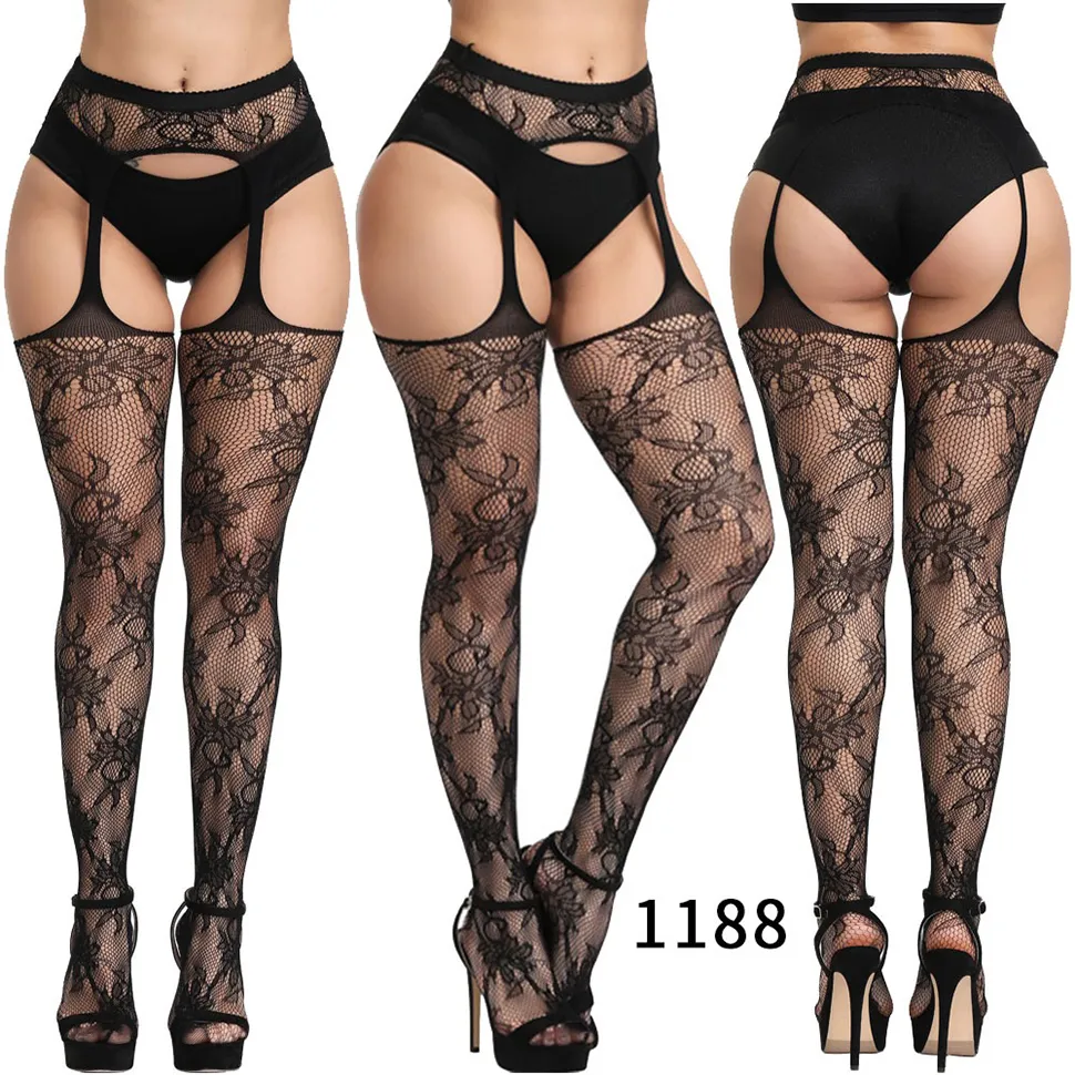 Plus Size Pantyhose Sexy for Women Fishnet Stockings with Garter