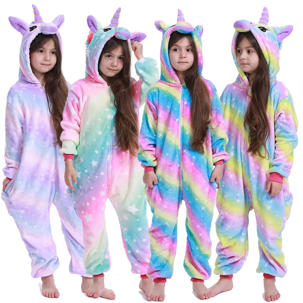 Kigurumi Stitch Kids Pyjamas Unicorn Pyjamas pour enfants Animal Dessin animé Couverture bébé Costume d'hiver Garçon Licorne Onesie