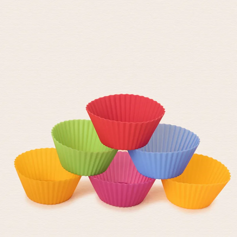 Moldes de pastel de silicona en forma redonda Muffin Cupcake Moldes para hornear Cocina Cocina Utensilios para hornear Fabricante Colorido DIY Herramientas de decoración de pasteles VT1632