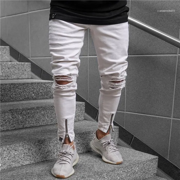 Acquistare Pantaloni A Sigaretta Della Metà Di Vita Jeans Uomo  Abbigliamento Uomo Bianco Jeans Strappati Di Moda Estate Zipper Casuale  Pencil Economico | Consegna Veloce E Qualità | It.Dhgate
