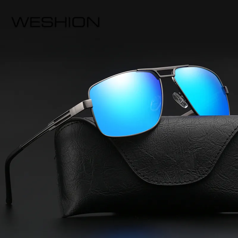 Weshion Vintage Sunglasses Men polarizou 2020 Designer piloto de tamanho médio tons de sol uv400 zonnebril mannen