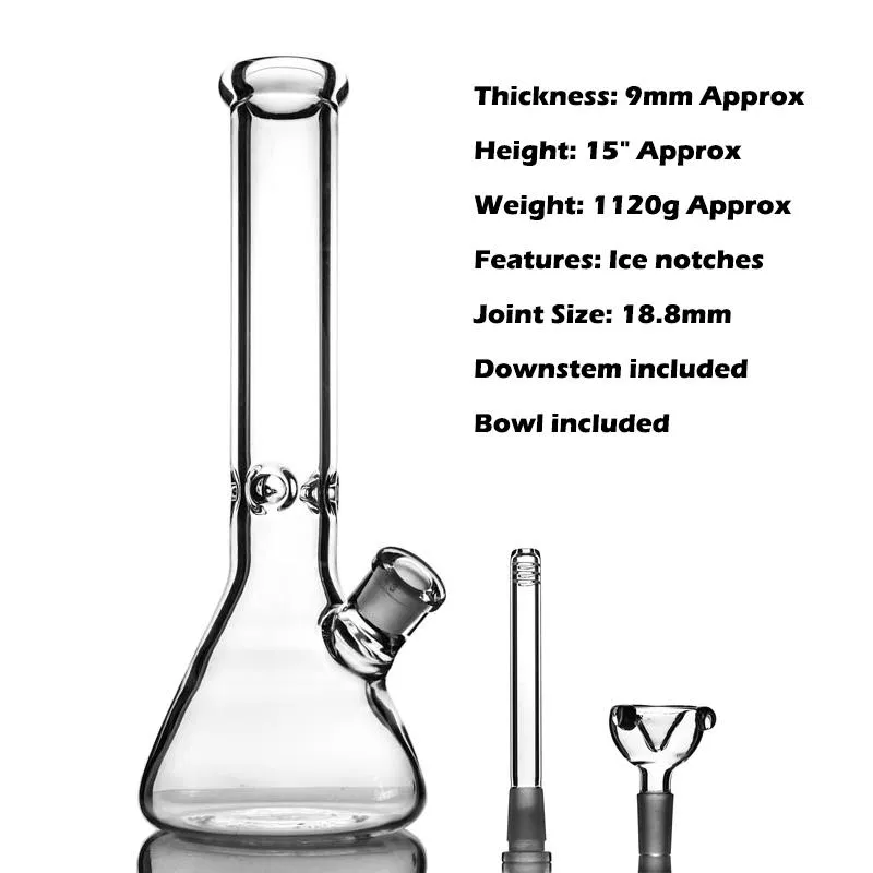 Hookahs tornado bägare glas bong 14 tum 9mm isfångar tjockt elefant Joint vattenrör med tillbehör Klassisk design Big Bongs Dab Rig