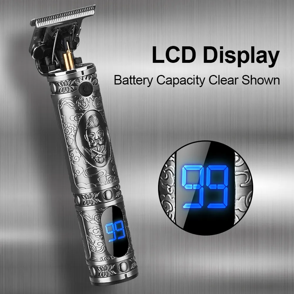 LCD Ekran Hairtrimmer Blade Electric Clipper Düzeltici Kablosuz Tıraş Talfer 0mm Erkekler Berber Saç Kesme Makinesi4442174