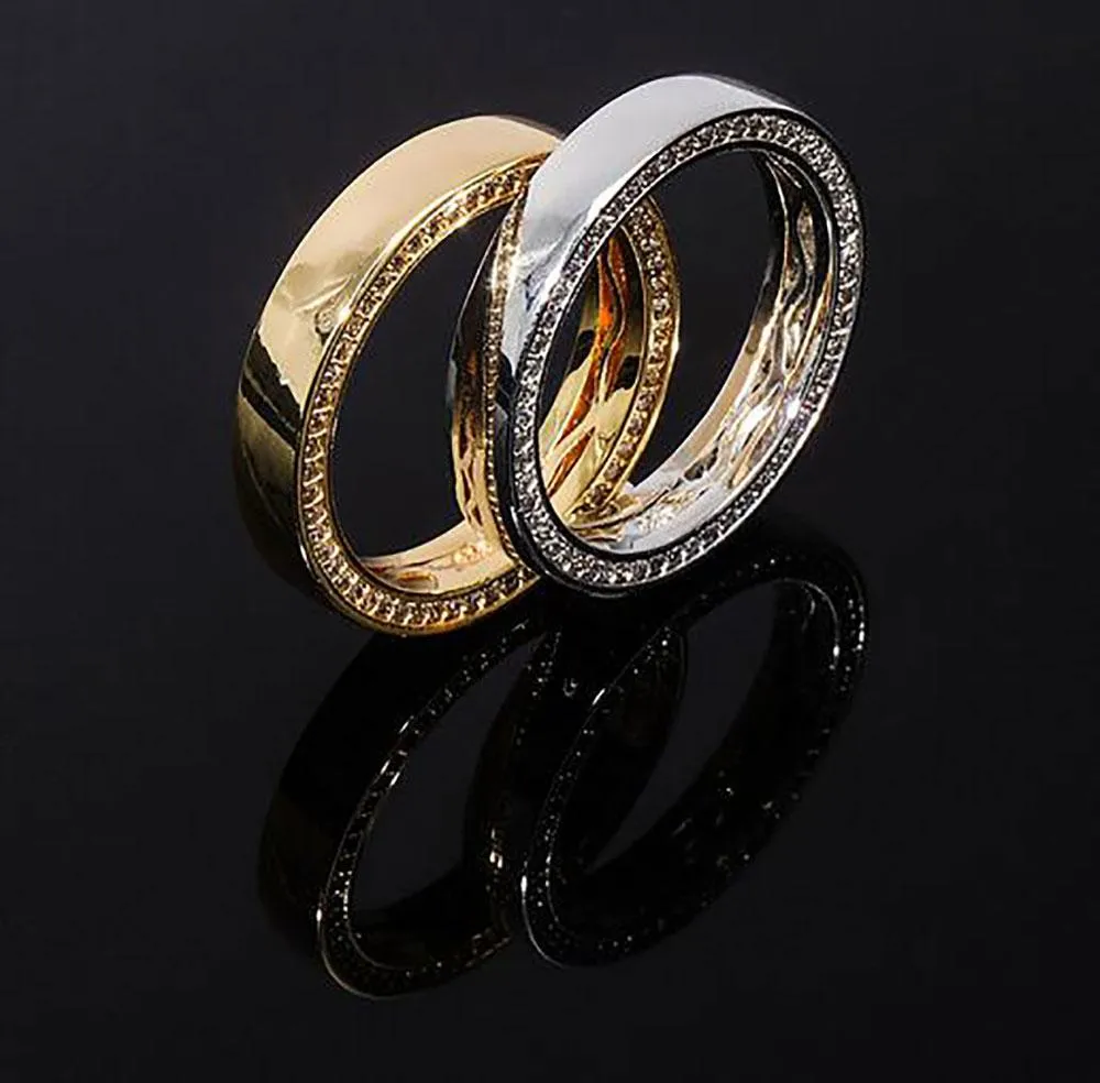 Silver 360 Eternity Rings Cubic Zirconia Gold Polish Hip hop Ring for Christmas Lover Festival Men Women Best gifts