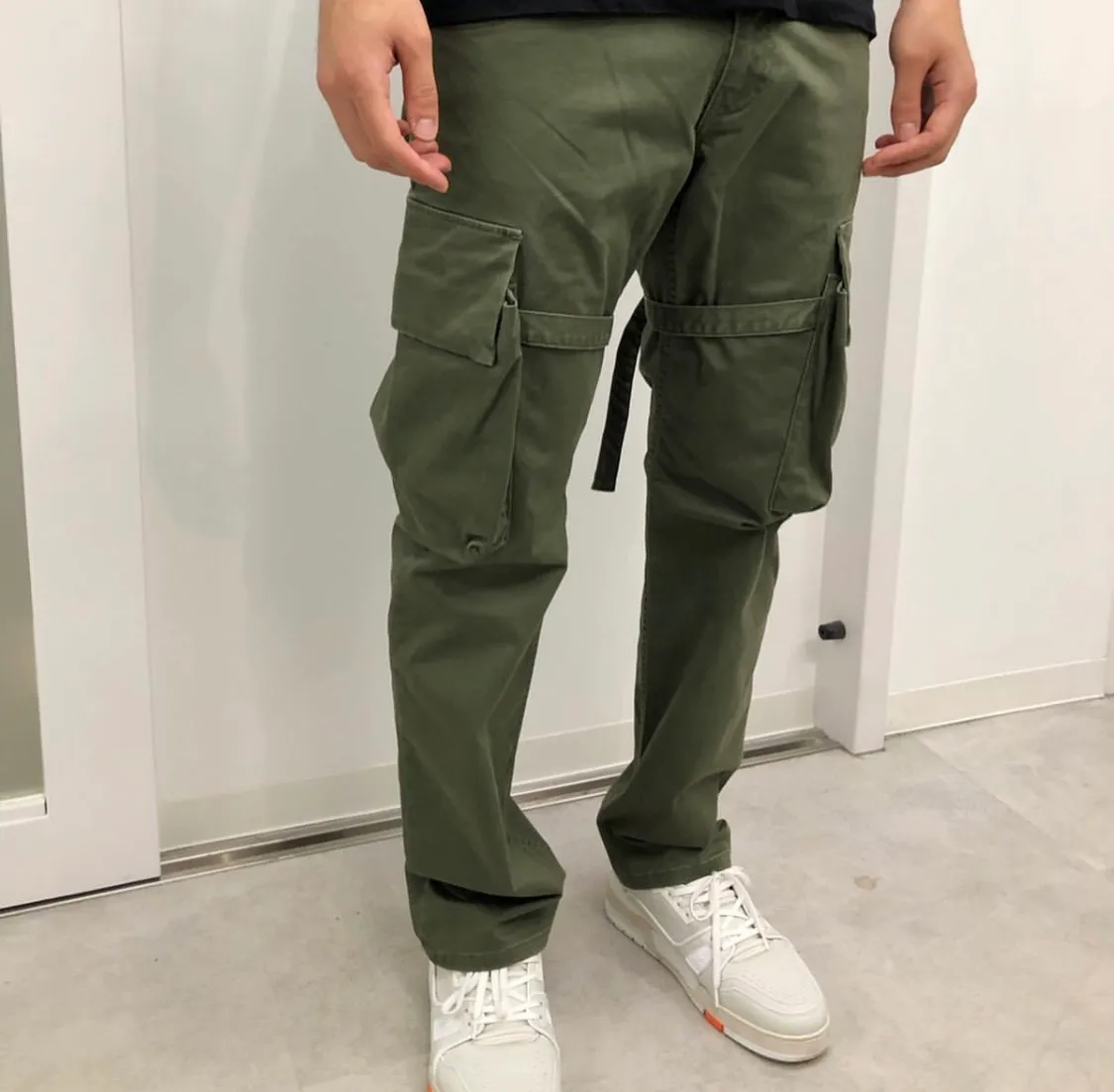 Armée vert hommes pantalons VUJADE CARGO PANTS poche ruban salopette pantalon droit décontracté mode Fitness High Street