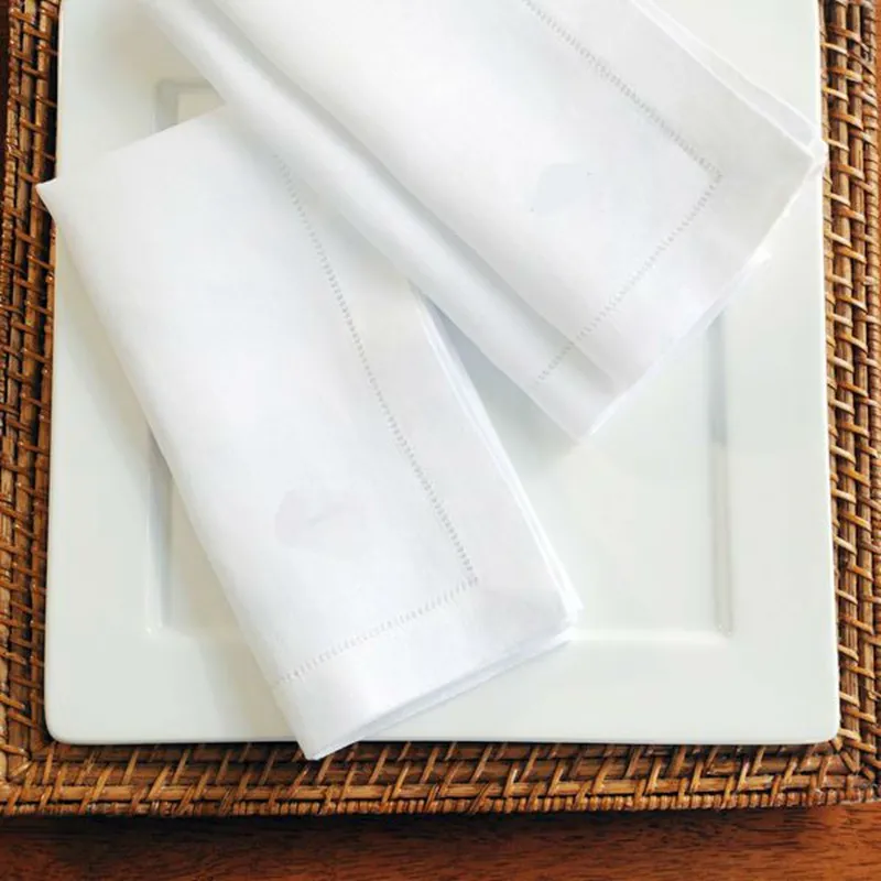 12 stks witte hemstitched servetten cocktail servet voor partij bruiloft tafelkleed linnen servetten katoen 45x45cm en 30x50cm