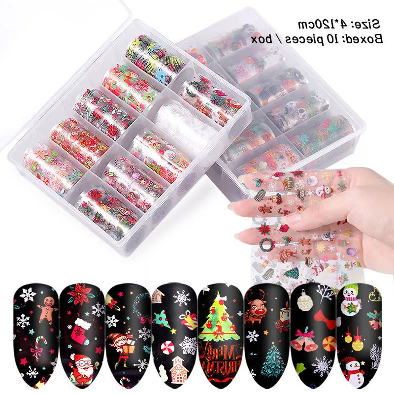 Nail Art Stickers Decals Set for Christmas Halloween Transfer Paper Nail Art Decorations Tips Manicure Tools Nail Stickers