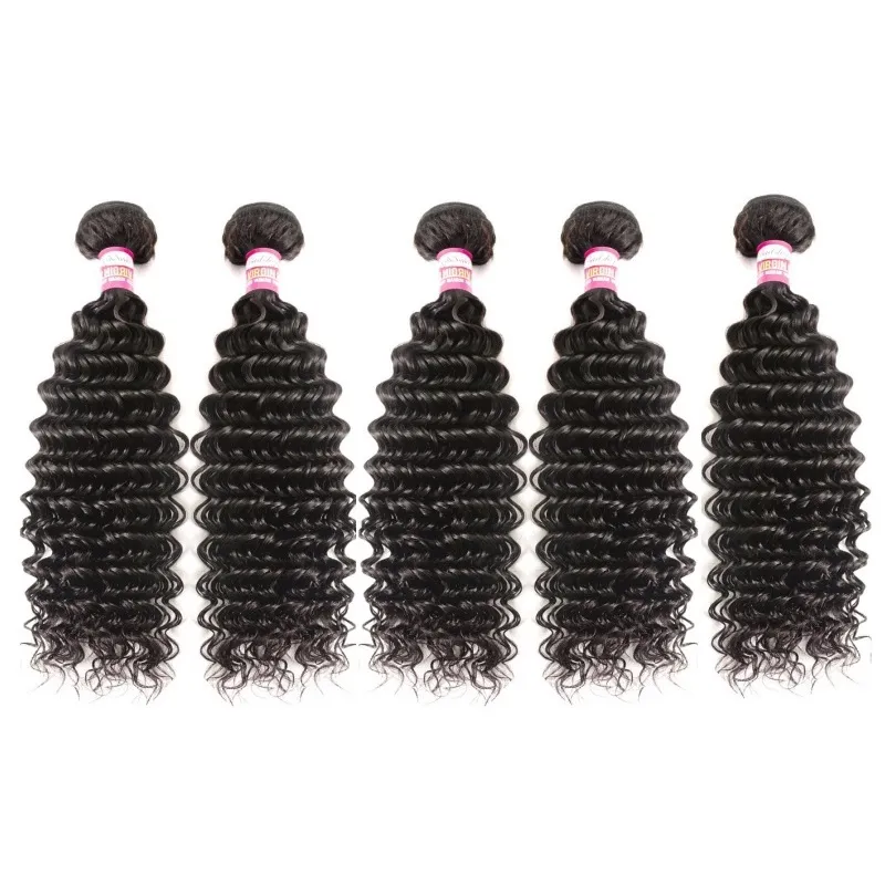 DHgate Haaraccessoires Beste 10A Indian Deep Wave Virgin Hair 5PCS 500Gram Lot Onverwerkte Human Hair Extension Bundel Gesneden van één donor