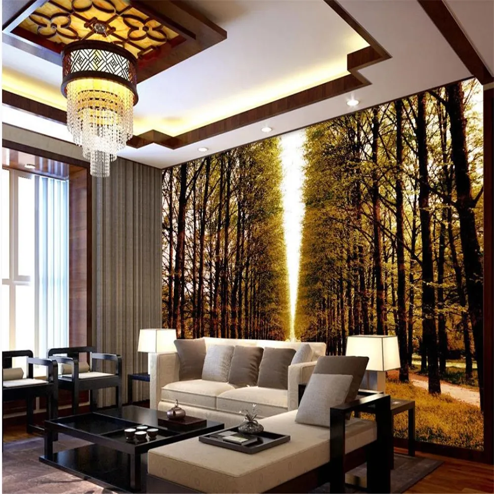 Floresta do outono papéis de parede decoração da parede de fundo paisagem pintura de parede moderno para sala de estar
