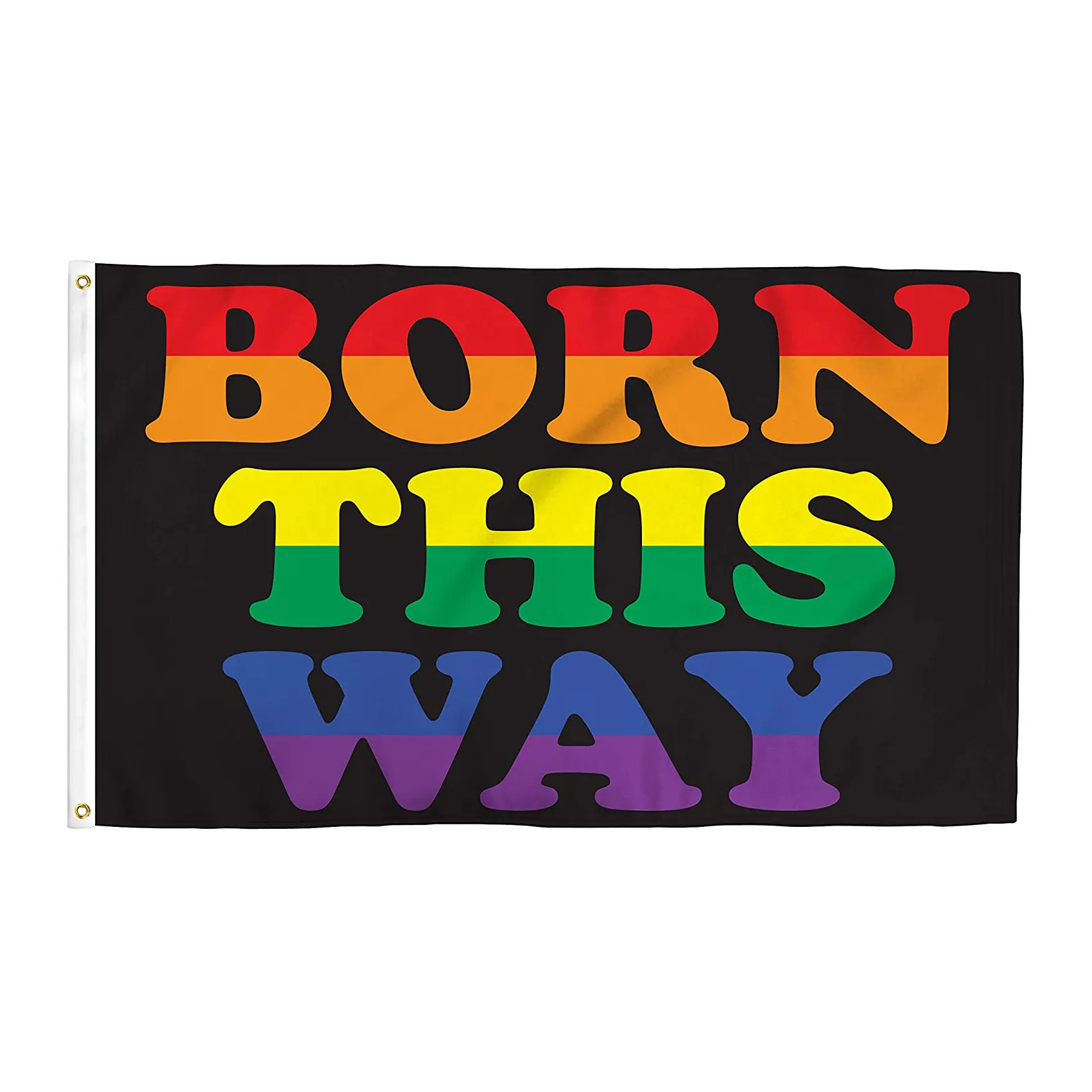 JOHNIN 3x5Fts Born this way Bandiera Gay pride LGBT Arcobaleno fabbrica diretta 90x150cm