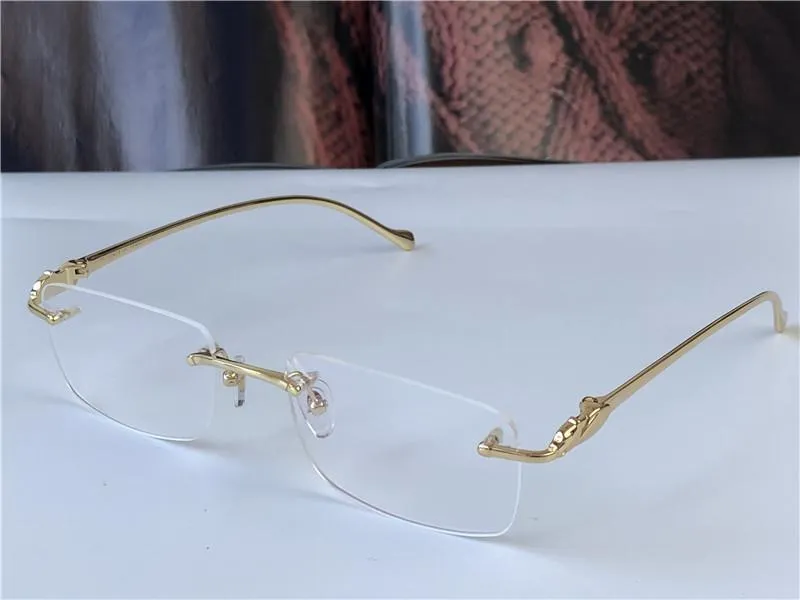 nouveau cadre de créateur de mode lunettes optiques 5634295 rétro métal sans cadre lentille transparente jambes d'animaux vintage classique lunettes claires