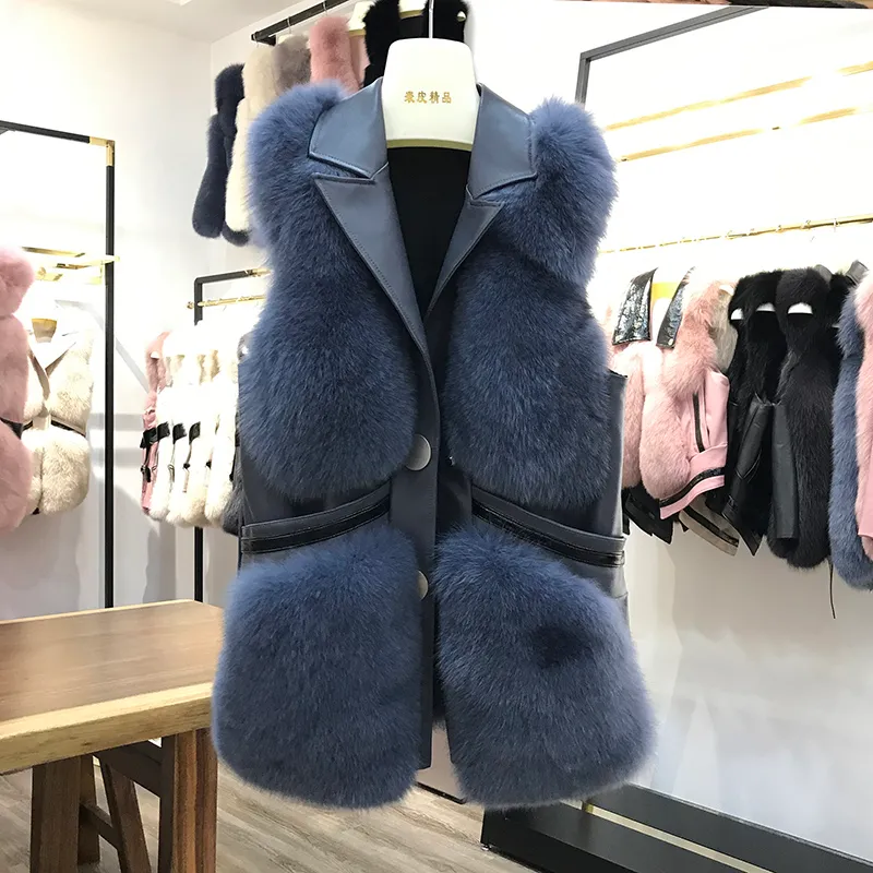 Mulheres real colete de pele inverno genuíno waistcoat meio comprimento médio moda gilet natural russo casacos colete real