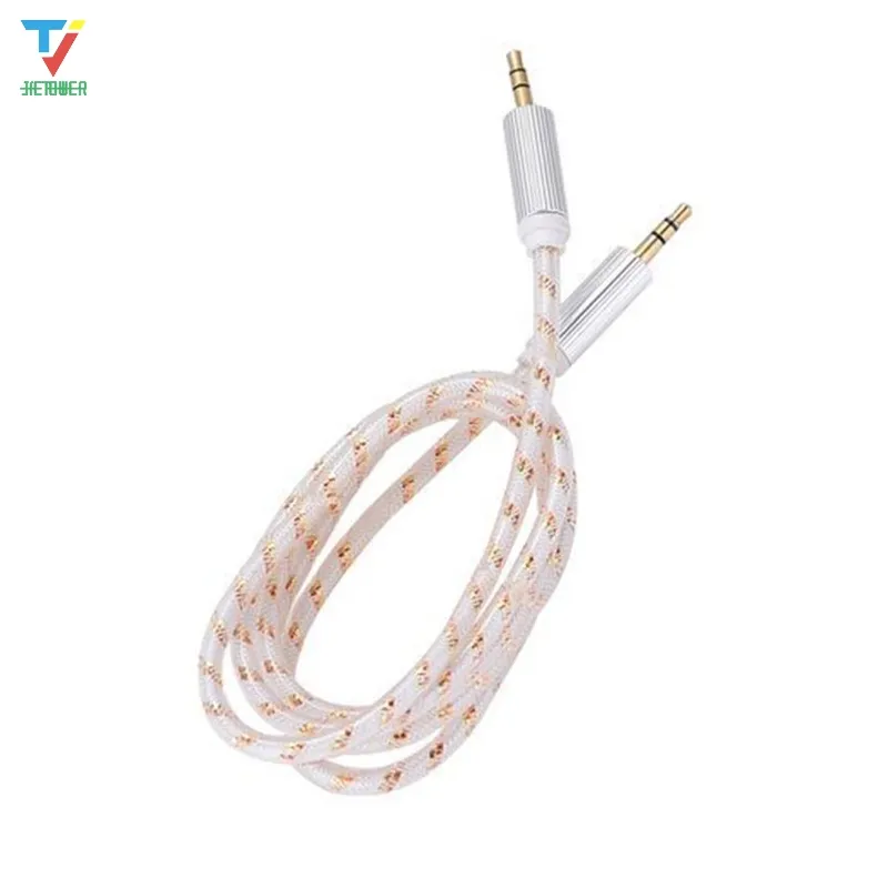 100 stks/partij 2020 NIEUWE Nylon Draad Metalen Shell vlecht Weave transparant 3.5mm Male naar 3.5mm Male Audio Kabel AUX Cord Luidsprekerkabel