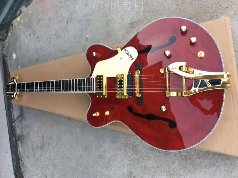 Custom Gre G6122-1962 Brown Chet Atkins Country Jazz Semi Hollow Body Brown Electric Guitar Bigs Tremolo Bridge Gold Hardware Drop Shipping