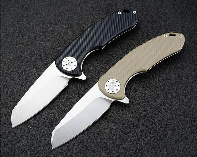 2 Hantera färger kullager Fast Öppna Flipper Folding Kniv D2 Stone Wash Blade G10 Hantera EDC Pocket Knives