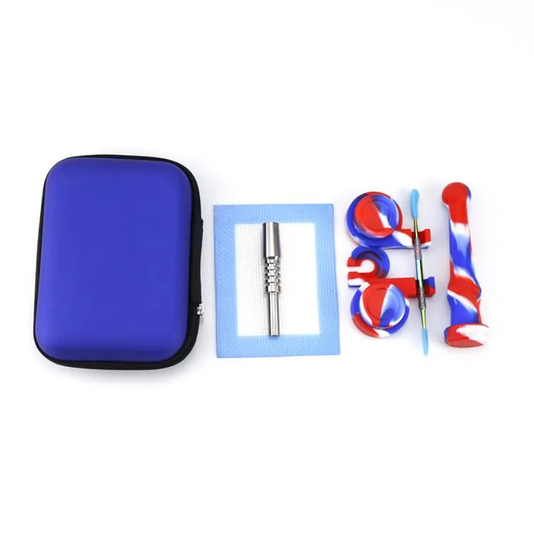 Roken Set Gift Bag Siliconen potten DAB Stro Dabber Rig Tool Wax Container Glas Oliebrander Pijp met rookaccessoires