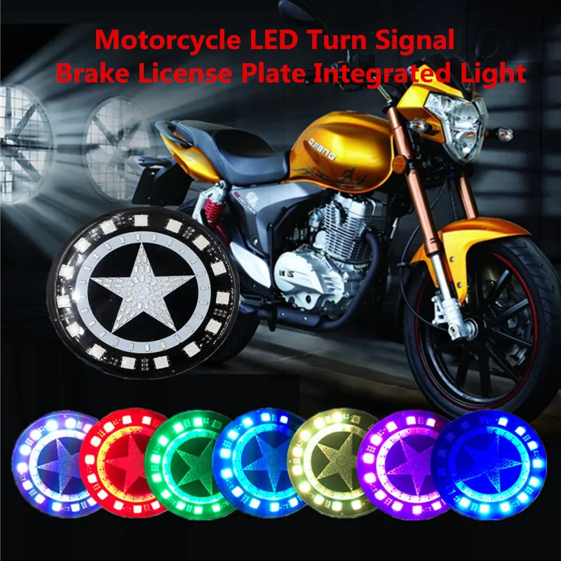 Universal Tillbehör Motorcykel LED Twin Dual Tail Turn Signal Bromskort Plate Integrated Light för Harley Davidsion