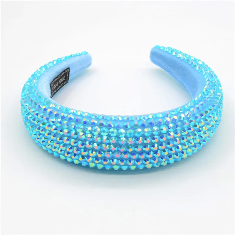  Beaded Wide Headband Colorful Rhinestone Hair Hoop Women Girl Princess Hairband Sparkly Padded Hairband Headdress