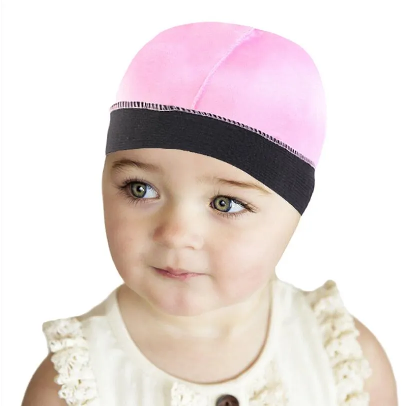 Silky Dome Wave Cap för barn Solid Color Hair Cover Bonnet For Boy Headwear Soft Bandana Girl Wear Durag Hair Accessories