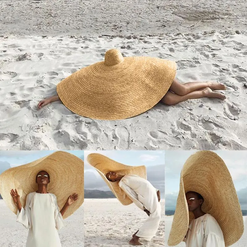 Szerokie czapki brzegowe Summer for Women Cap Large Sun Hat Beach Anti-UV Protection Protection Solwable Słomka Chapeu Feminino Sombrero MUJER1274V