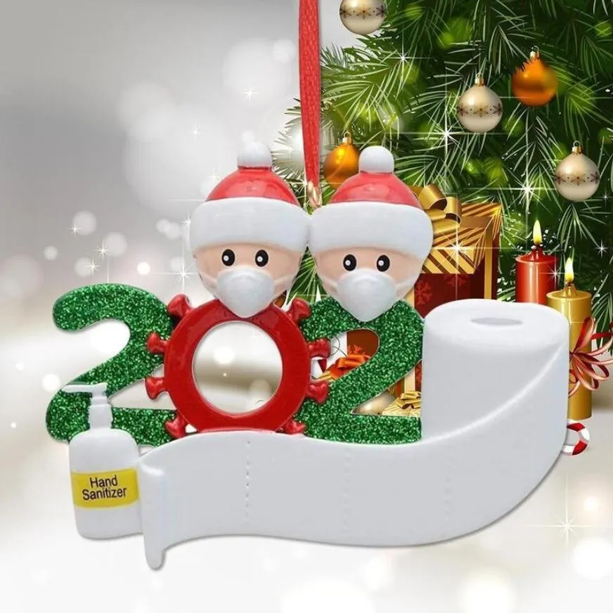 Moins cher 2020 Quarantaine Noël ornement Décoration DIY Nom Famille De 7 Résine Décors De Noël Pandémie Distanciation Sociale HOT DHL