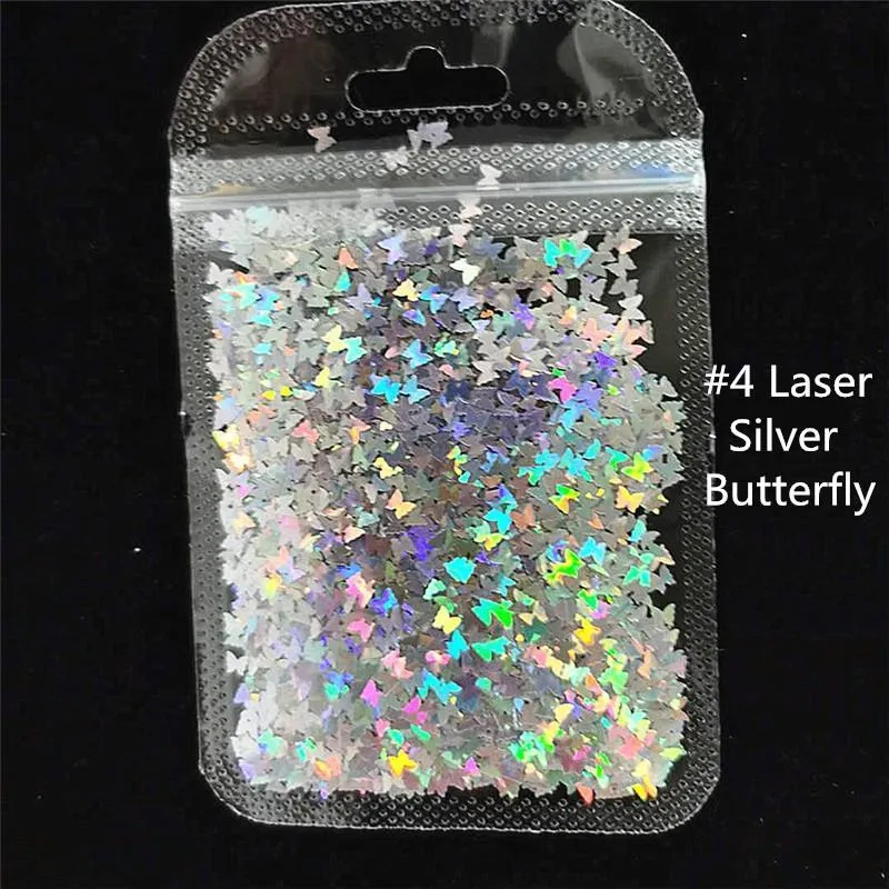 Nail Art Glitter Sequins Butterfly Maple Leaf Laser Star Flakes 3D Silver Gold Sequins Polish Manicure Nail Art Decorations Accessories