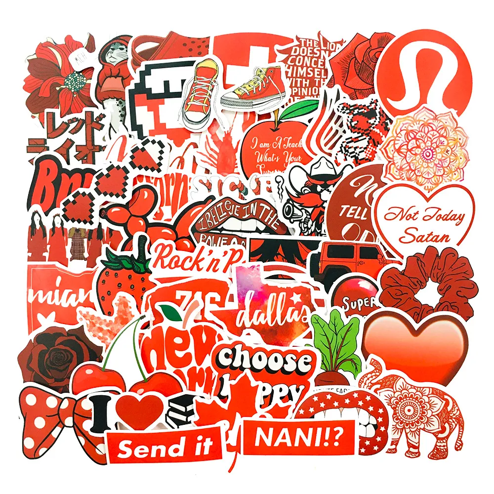 3Sets 150PCS Rode Kleine Verse Helmstickers Mobiele Telefoon Waterbeker Computer Notebook Waterdichte Graffitistickers