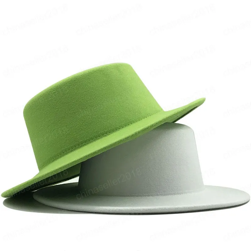 Chapeaux en feutre de laine pour femmes simples Fedoras à large bord blanc pour les chapeaux d'église de fête de mariage Pork Pie Fedora Hat Floppy Derby Triby Hats