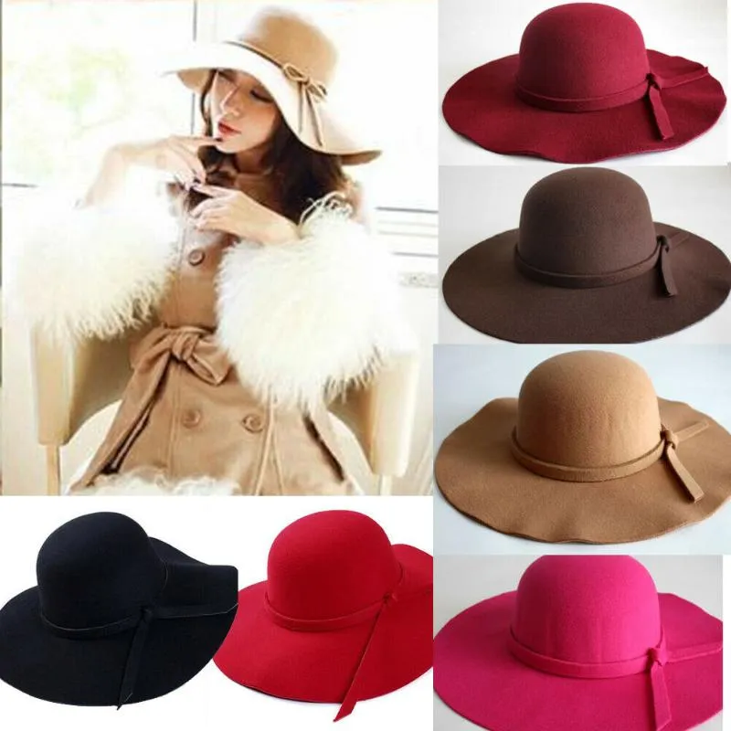 Women's Hat Cap Woman Classic Retro Jazz Warm Ladies Fedora Bucket Cotton Sweet Caps Wide Brim Top Sun Hat 2020 Trendy Vintag272w