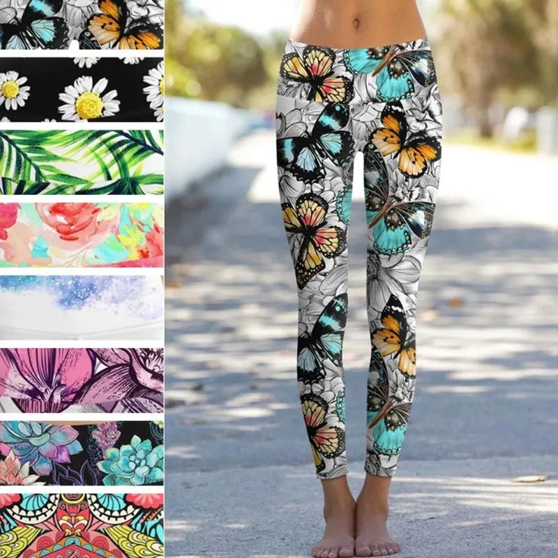 Workout leggings Slim Butterfly Daisy Leaf Lemon Digital Print Leggings Women Sporting Pants Fashion Women's Fitness