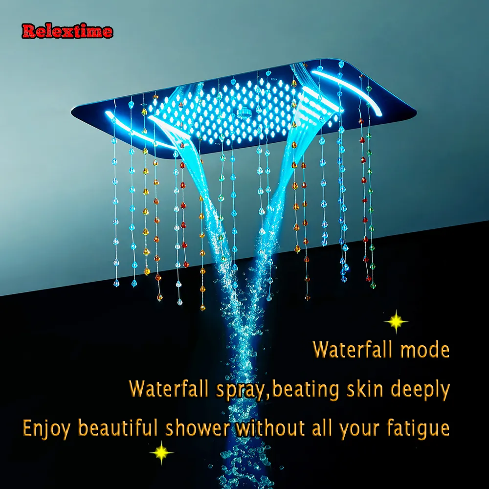 New Style Crystal Quartz Series SPA Nozzle Light LED Ceiling Shower Head Embedded Mounted Rainfall Waterfall Spray Misty DJ5301327S