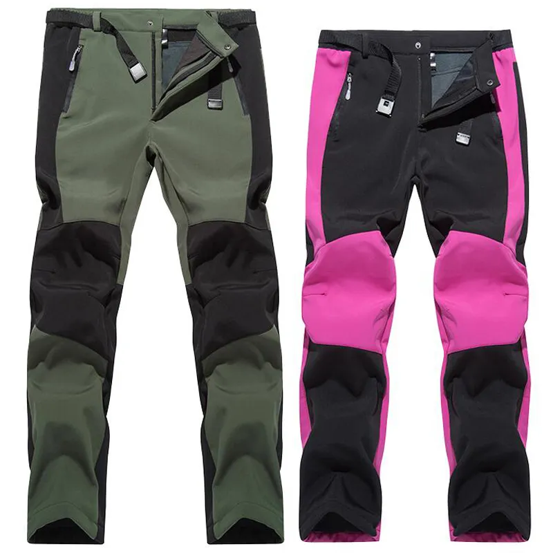 Pantaloni da alpinismo Pantaloni invernali Soft Shell Velluto impermeabile antivento Addensare Pantaloni da campeggio tattici sportivi