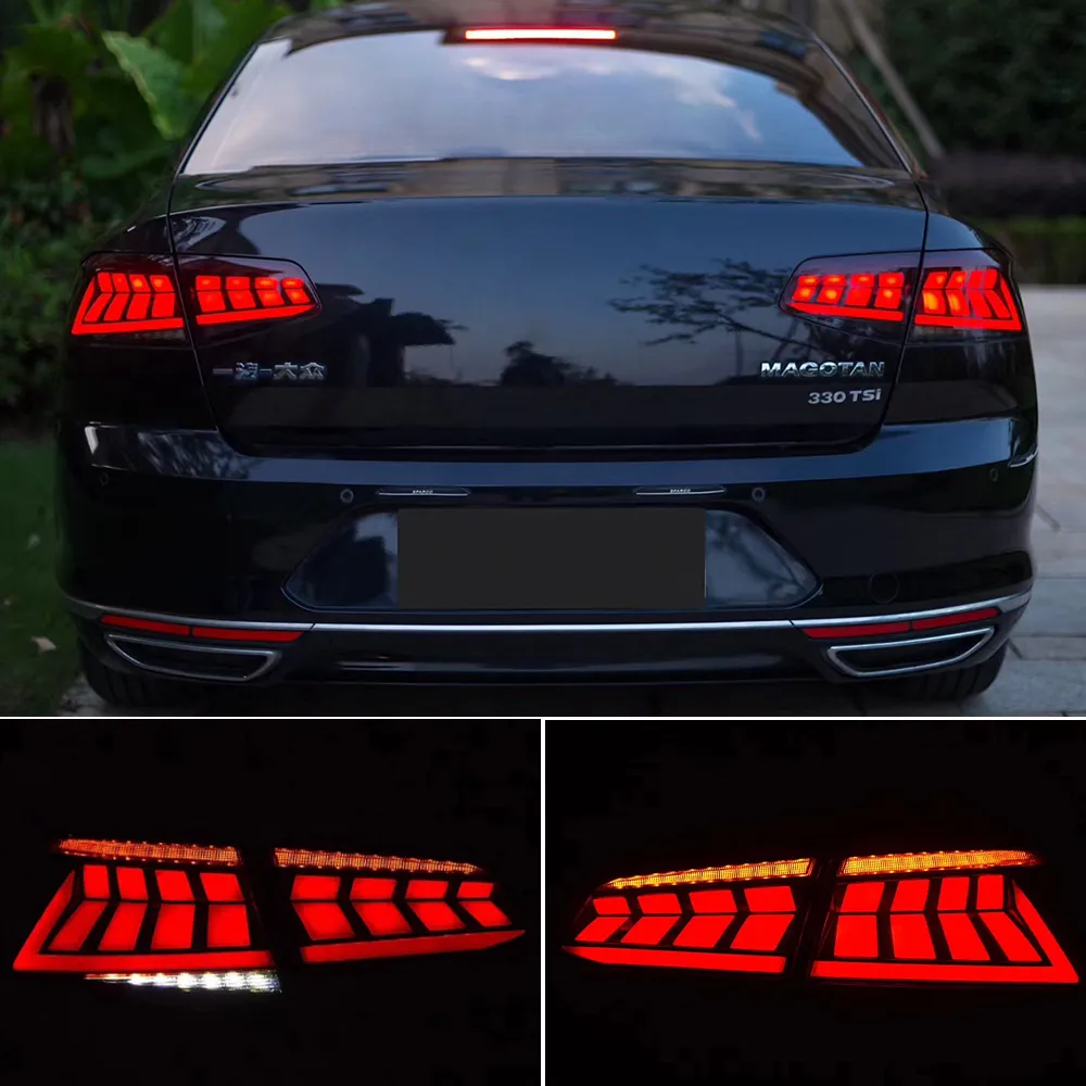 2pcs LED Car Luz Traseira Taillight Para Volkswagen VW Passat B8 2017 2018 2019 Fog Rear Lamp + Brake + reverso + Dinâmica Turn Signal