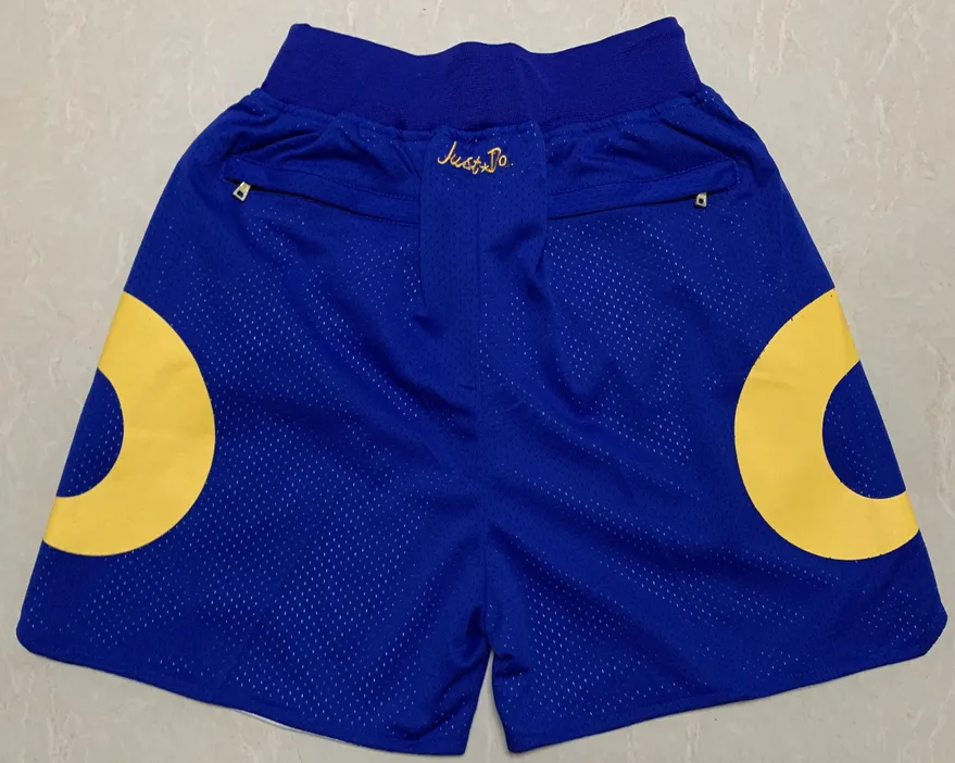 Neue Team Vintage Fußball Shorts Reißverschlusstasche Laufkleidung Los Blaue Farbe Just Done Größe S-XXL