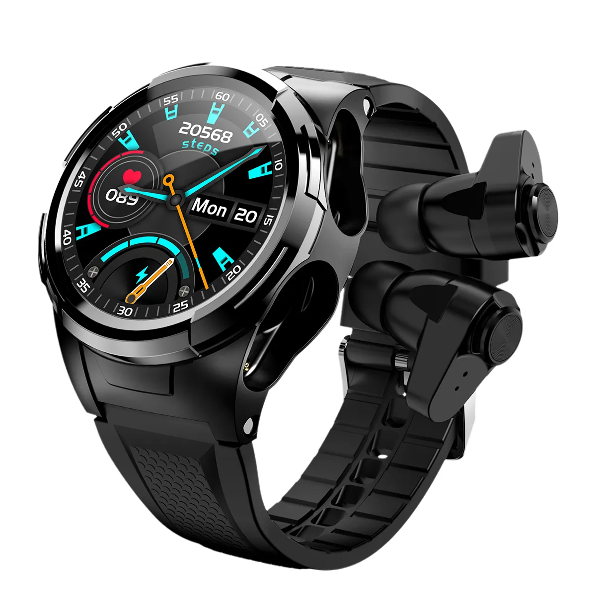 World First Smart Watches Wireless Bluetooth -hoofdtelefoon TWS HIFI oortelefoon Sport Fitness Watch+ Ear Buts met bloedzuurstofdruk hartslag voor Andorid iOS -aandelen