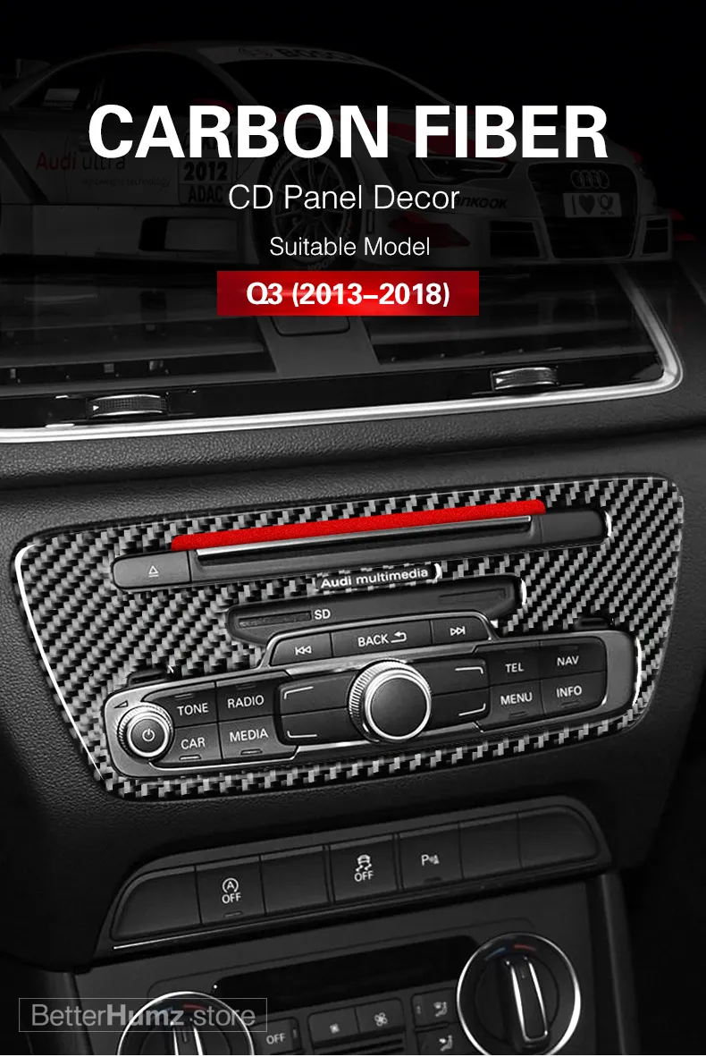 Car Interior Moulding Carbon Fiber Auto Sticker CD Central Control Panel  Cover Trim Strips For Audi Q3 2013 2018 Accessories279B From 61,7 €