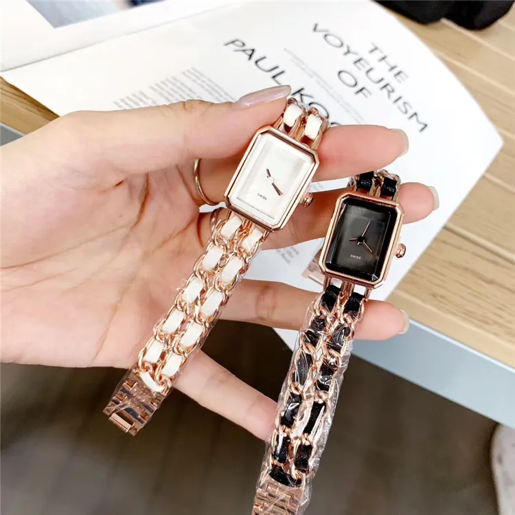 Top Design Women High quality Steel Chain Luxury Sexy Square Dial Face La Wrist Nobel Female Quartz Nice Drop shipping