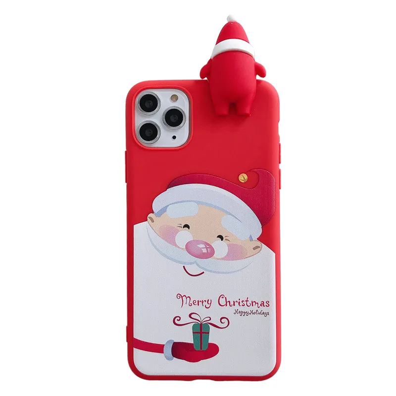 Cute 3D Doll Cartoon Christmas Santa Reindeer Tree Soft Phone Case for iphone 11 Pro Max XR 8 Plus Cover 2020 Xmas Gift