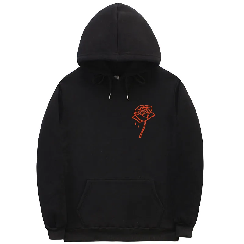 Erkek Hoodies Tişörtü Sonbahar Tarzı Japon Estetik Gül Erkekler Harajuku Hoody Rahat Sıcak Polar Kazak Erkek Hiphop Fitness Street