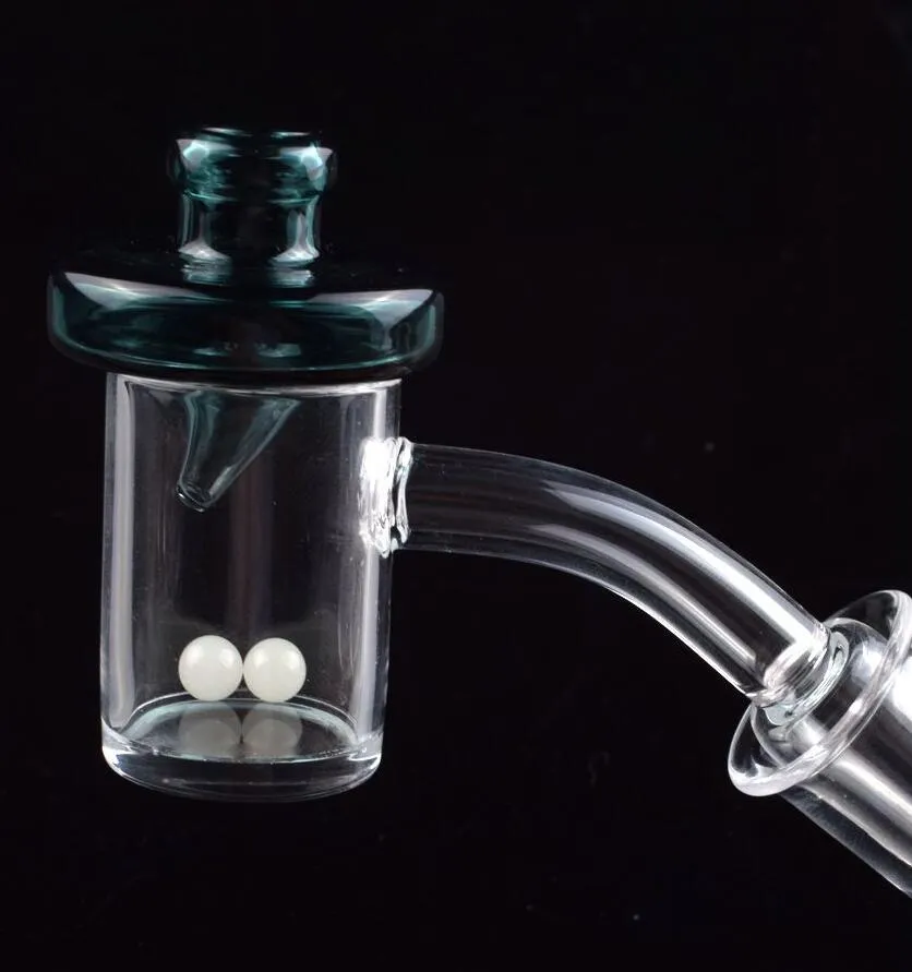 DHL NEW DESIGN 4mm tjock botten kvarts banger 25mm domelös nagelfärgad glas UFO CARB CAP LUMINOUS TERP PEARL FÖR OLJE RIGS BONG