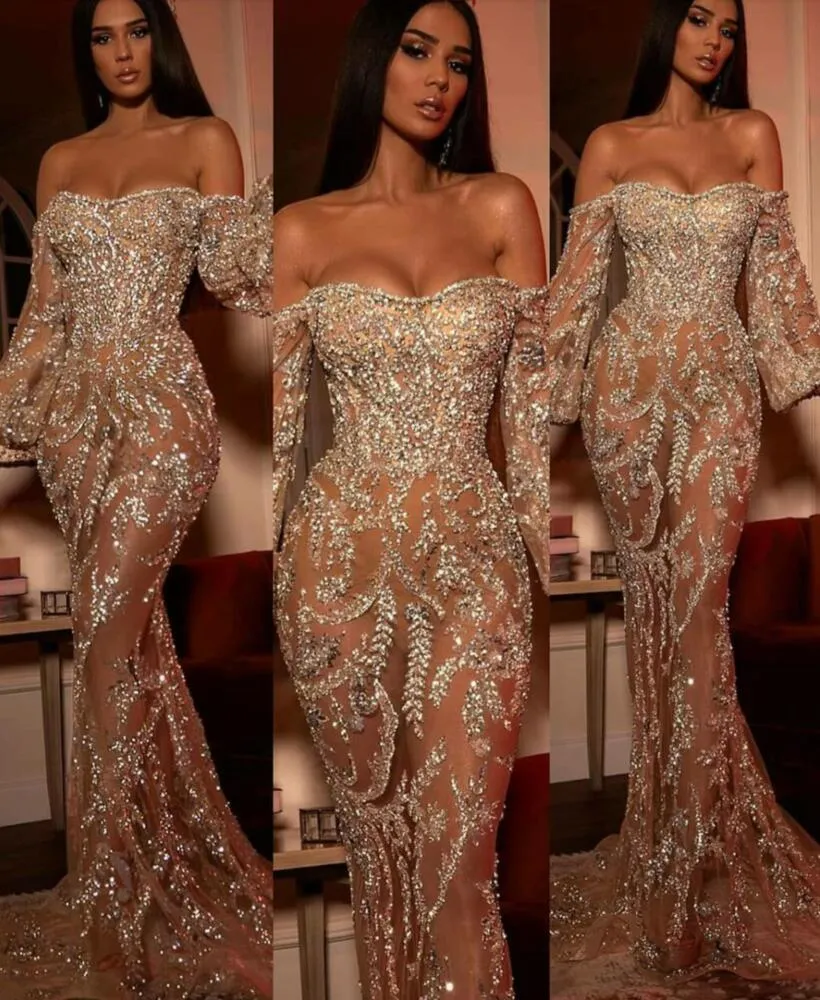 Abendkleid Yousef aljasmi Kendal Jenner Damenkleid Kim Kardashian Meerjungfrau Schatz Silber Kristall Langarm
