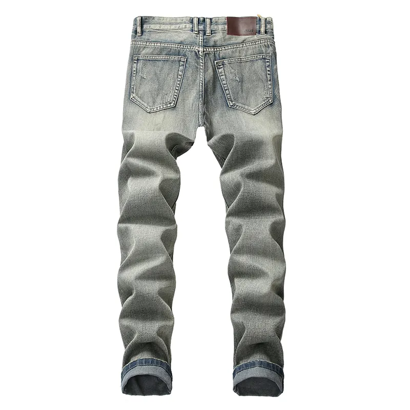 Мужские джинсовые спортивные штаны, мужские потертые джинсы, большие размеры, крутые дизайнерские рваные брюки для мальчиков, Fashion236m