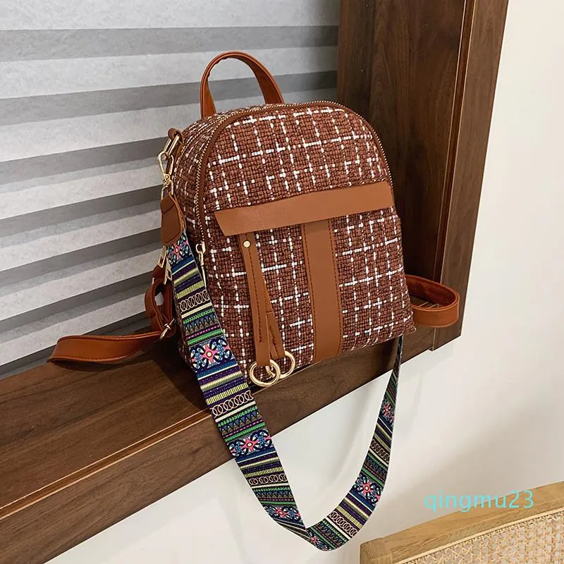 Diseñador de las mujeres de lana invierno-mochilas pequeñas de color amplia correa de hombro