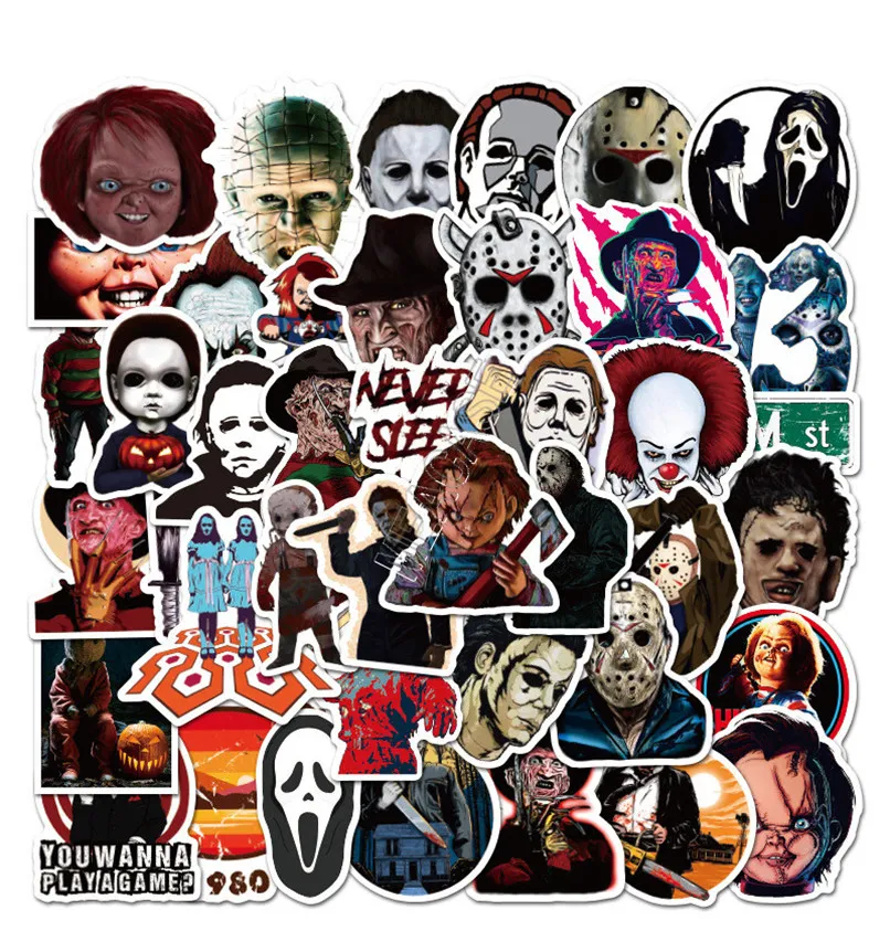 Halloween 50 stks DIY Auto Stickers Waterdichte Poster Bumpersticker Decals voor Laptop Skatebroad Koffer Muur Paster Party Thuis Speelgoed D91706