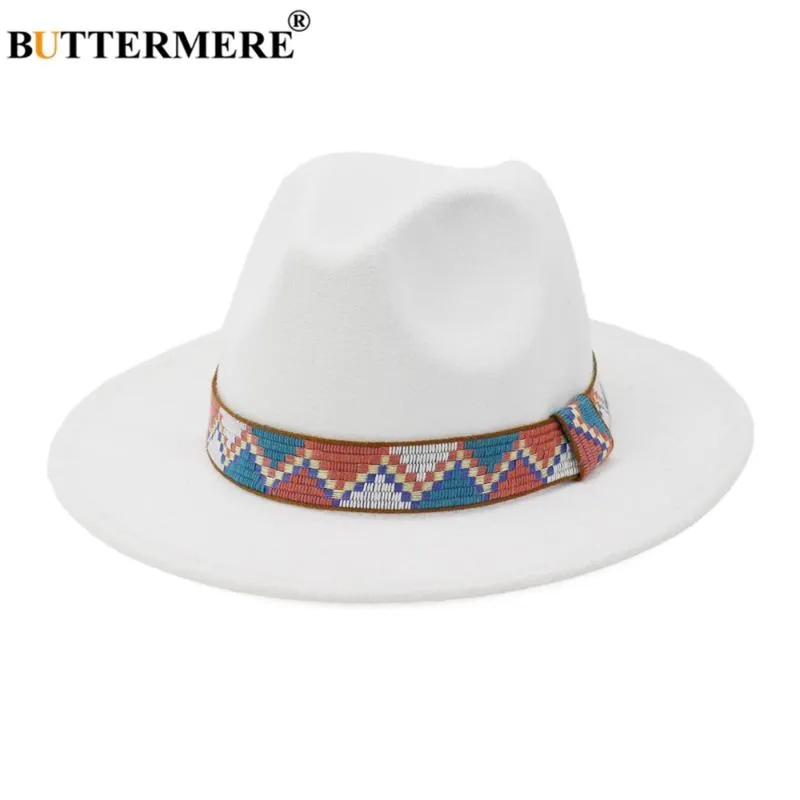 Женская шерстяная сомбреро BUTTERMERE, винтажная шляпа Федора цвета хаки с широкими полями, элегантная женская зимне-осенняя джазовая кепка Chapeau251Z