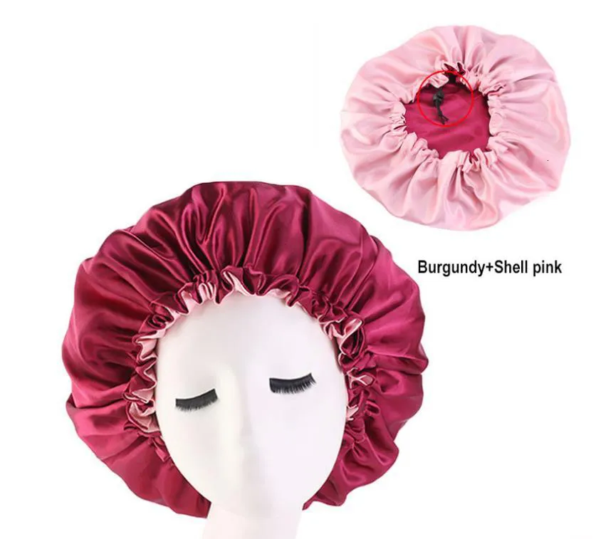 New Silk Night Cap Hat Double side wear Women Head Cover Sleep Cap Satin Bonnet for Beautiful Hair - Wake Up Perfect Daily Factory Sale